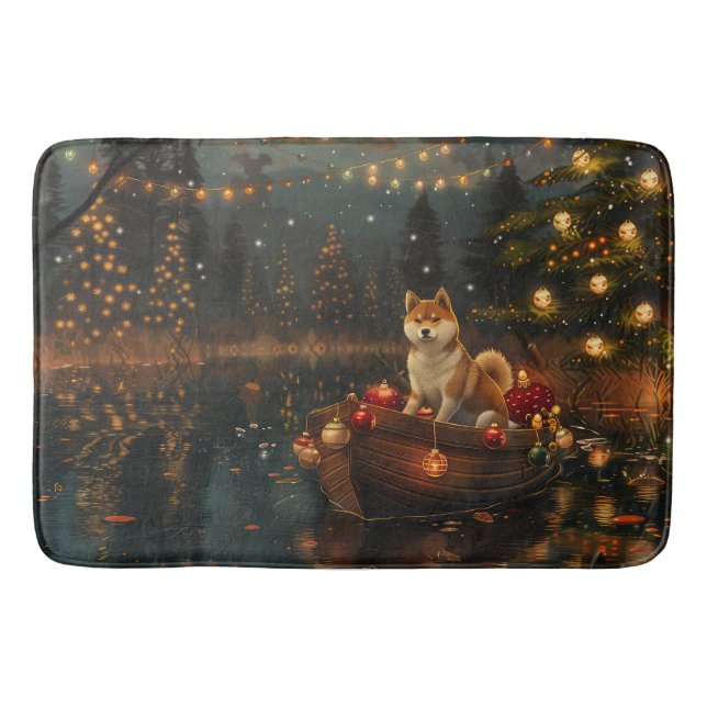 Akita Christmas Festive Voyage Bath Mat (Front)