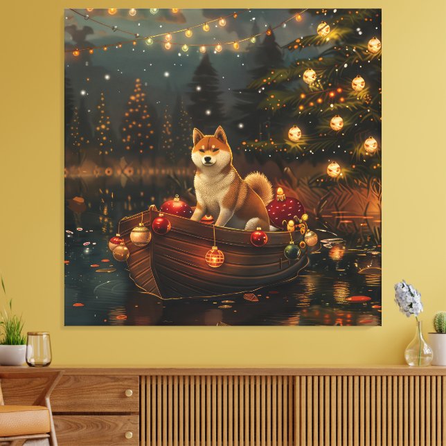 Akita Christmas Festive Voyage Canvas Print (Insitu(LivingRoom))