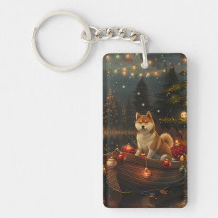Akita Christmas Festive Voyage Key Ring