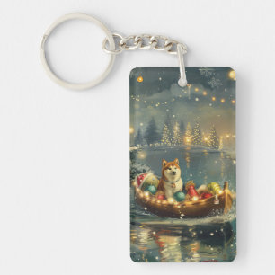 Akita Christmas Festive Voyage Key Ring
