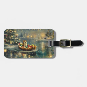 Akita Christmas Festive Voyage Luggage Tag