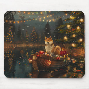 Akita Christmas Festive Voyage Mouse Mat