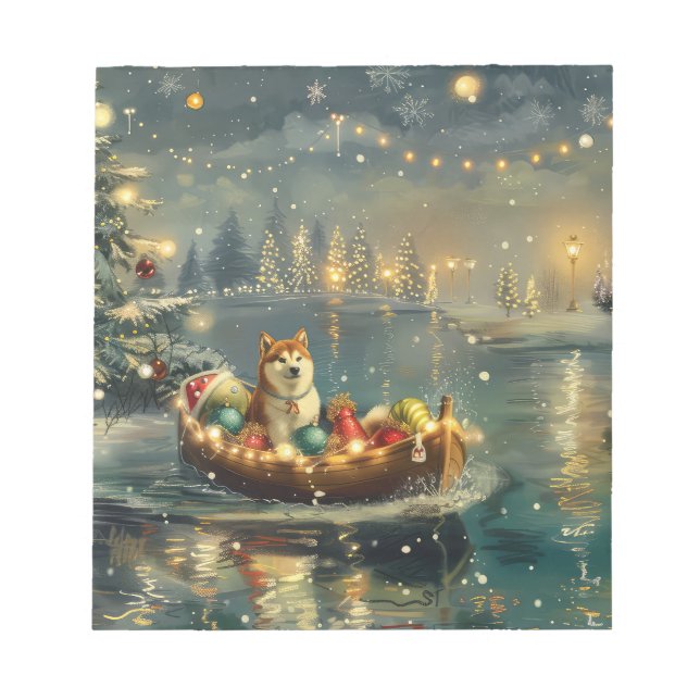 Akita Christmas Festive Voyage Notepad (Front)