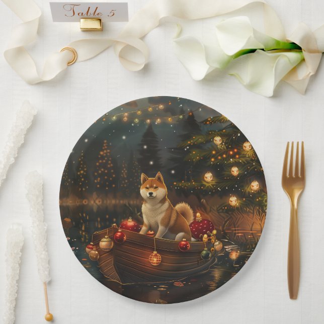 Akita Christmas Festive Voyage Paper Plate (Wedding)