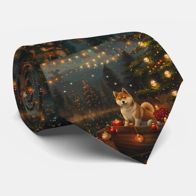 Akita Christmas Festive Voyage Tie (Rolled)