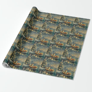 Akita Christmas Festive Voyage Wrapping Paper