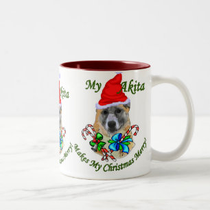 Akita Christmas Gifts Two-Tone Coffee Mug