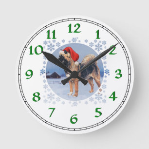 Akita Christmas Round Clock
