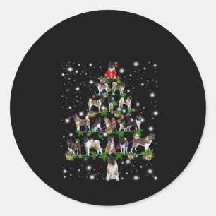Akita Christmas Tree Covered By Flashli Classic Round Sticker