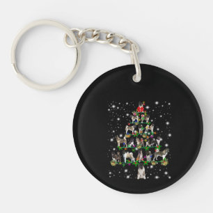 Akita Christmas Tree Covered By Flashli Key Ring