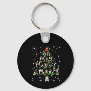Akita Christmas Tree Covered By Flashli Key Ring