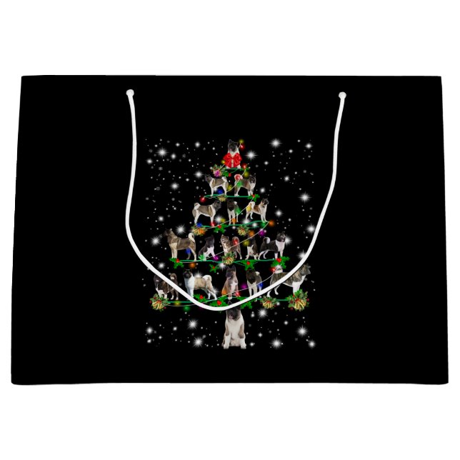 Akita Christmas Tree Covered By Flashli Large Gift Bag (Front)