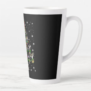 Akita Christmas Tree Covered By Flashli Latte Mug
