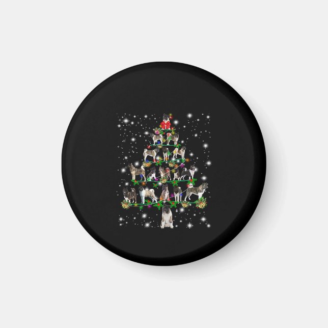 Akita Christmas Tree Covered By Flashli Magnet (Front)