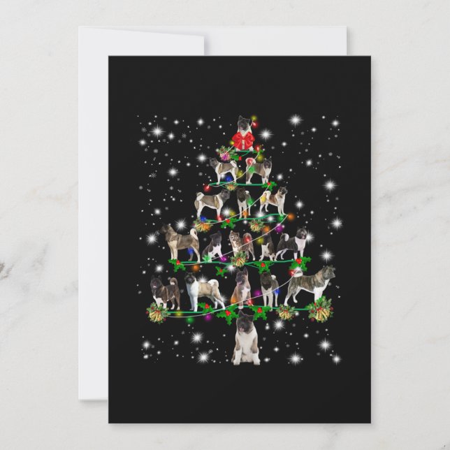 Akita Christmas Tree Covered By Flashli Thank You Card (Front)