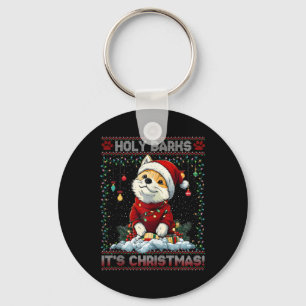 Akita Christmas Tree Lights Decorations Dog Lover Key Ring