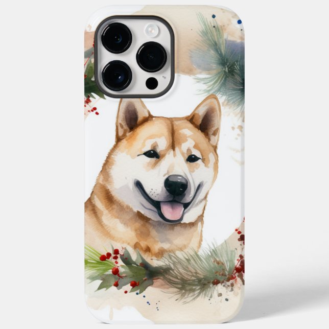 Akita Christmas Wreath Festive Pup Case-Mate iPhone Case (Back)
