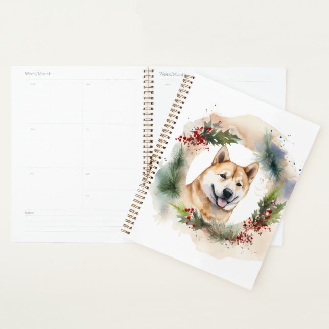 Akita Christmas Wreath Festive Pup Planner (Display)