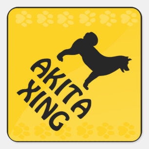 Akita Crossing [Xing] Square Sticker