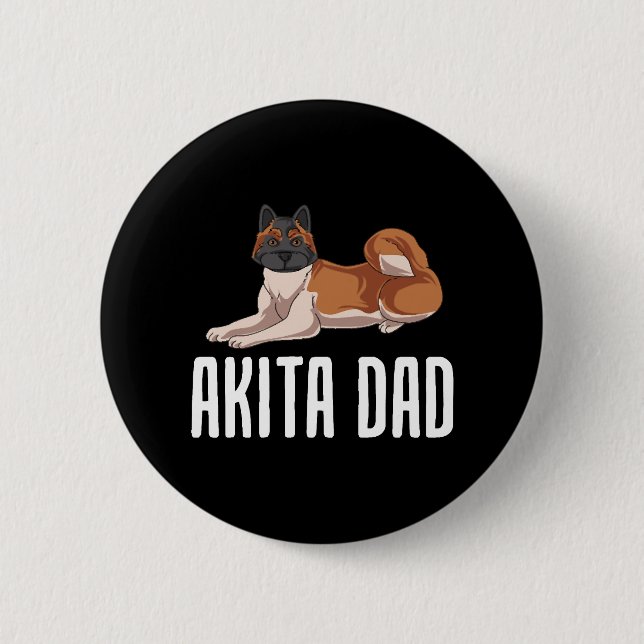 Akita Dad 6 Cm Round Badge (Front)