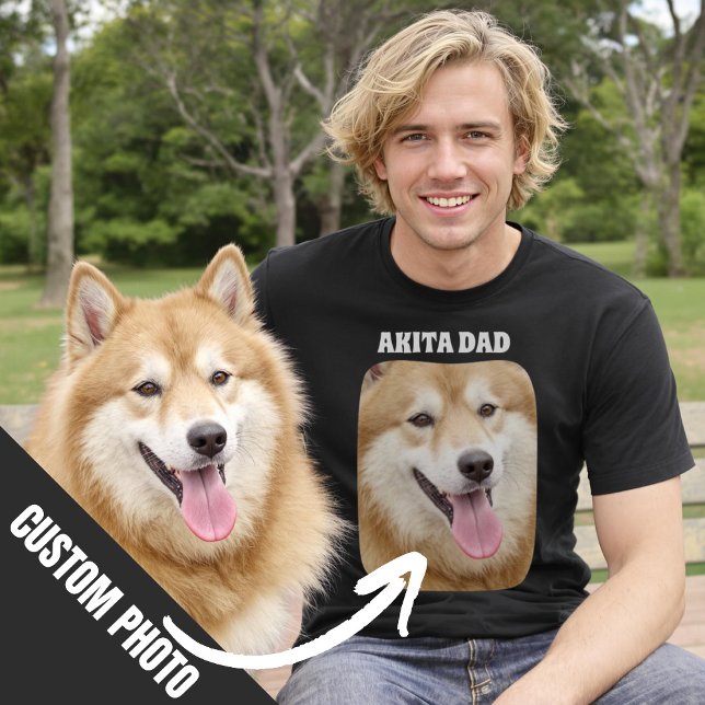 Akita Dad Custom Dog Photo Gift for Dog Dad T-Shirt (Akita Dad Custom Dog Photo Gift for Dog Dad T-Shirt.)