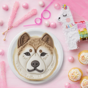 Akita Dog 3D Inspired Paper Plate