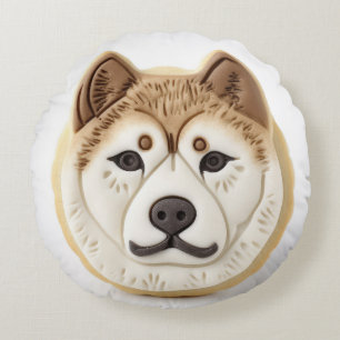Akita Dog 3D Inspired Round Cushion