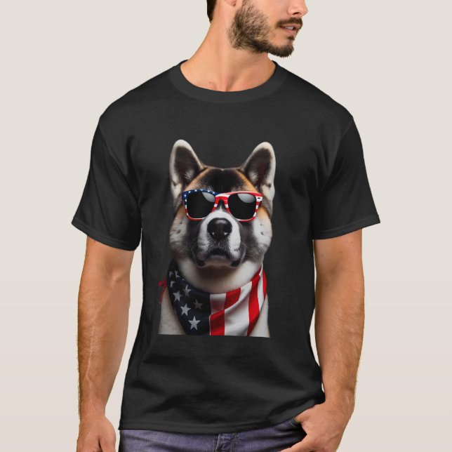 Akita Dog 4th Of July American Incependence Day Ow T-Shirt (Front)