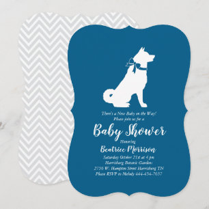 Akita Dog Baby Shower Boy Blue Invitation