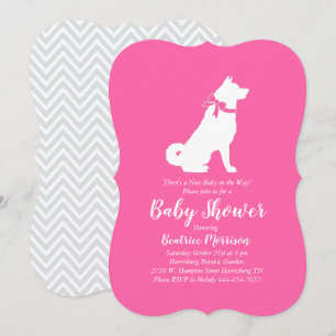 Akita Dog Baby Shower Girl Pink Invitation