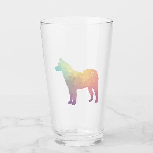 Akita Dog Breed Geo Silhouette Pastel Glass (Front)