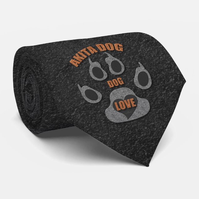 Akita Dog Breed Grey and Brown Paw Tie (Rolled)