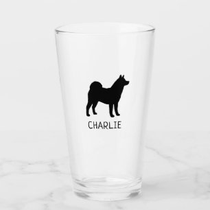Akita Dog Breed Silhouette Personalised Glass
