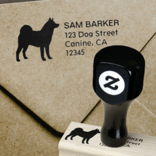 Akita Dog Breed Silhouette Return Address Rubber Stamp