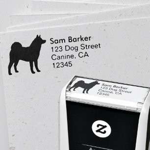 Akita Dog Breed Silhouette Return Address Self-inking Stamp