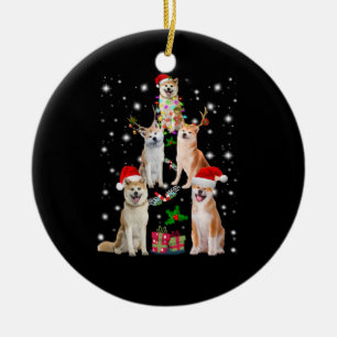 AKita Dog Christmas, Akita Santa Customs Product Ceramic Tree Decoration