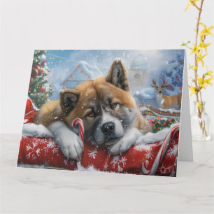 Akita Dog Christmas Festive Card