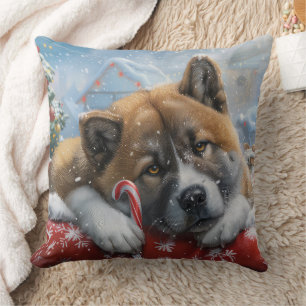 Akita Dog Christmas Festive Cushion