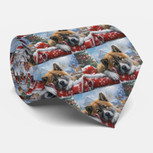 Akita Dog Christmas Festive Tie