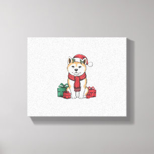 Akita Dog Christmas Parties Holiday Santa Dog Xmas Canvas Print