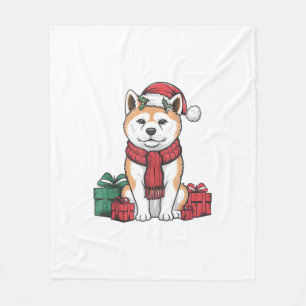 Akita Dog Christmas Parties Holiday Santa Dog Xmas Fleece Blanket
