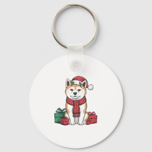 Akita Dog Christmas Parties Holiday Santa Dog Xmas Key Ring