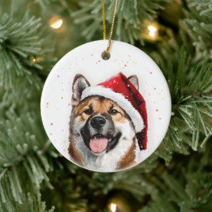 Akita Dog Christmas Personalized Ceramic Tree Decoration