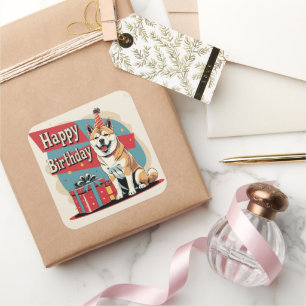 Akita Dog Colourful Square Sticker