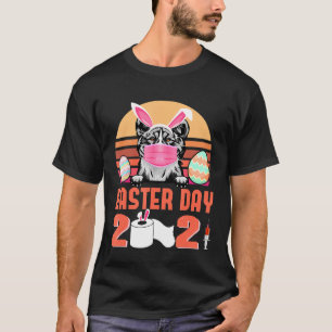 Akita Dog Face Mask Bunny Egg Easter Day 2021 T-Shirt