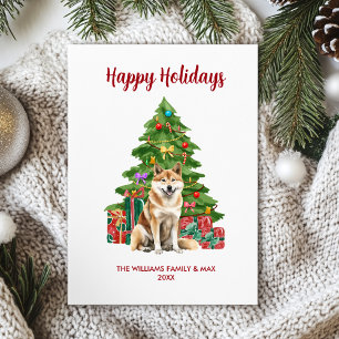 Akita Dog Family Christmas Holiday Card