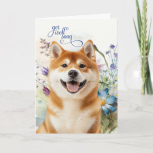 Akita Dog Get Well Wildflower Garden Card