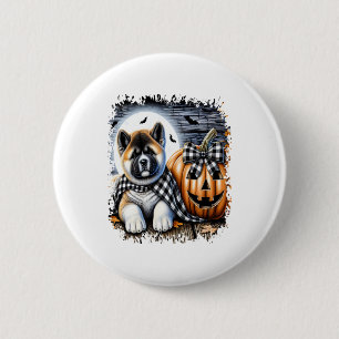 Akita Dog Halloween Square 6 Cm Round Badge