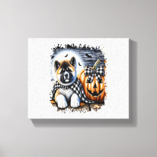 Akita Dog Halloween Square Canvas Print