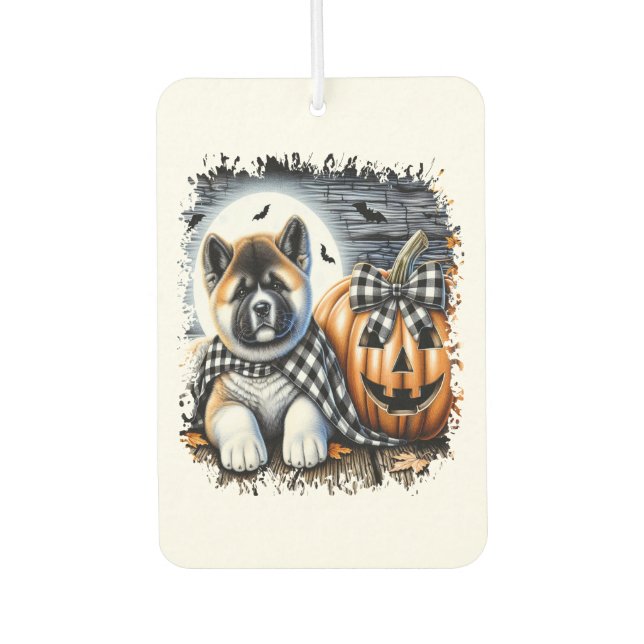 Akita Dog Halloween Square Car Air Freshener (Front)
